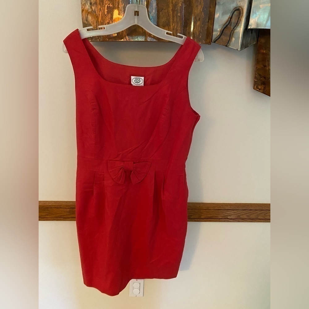 Laura Ashley Vintage Red sleeveless Dress with bow size 12 - Picture 9 of 10